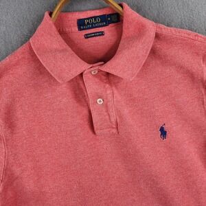 Polo Ralph Lauren Men Custom Slim Fit Short Sleeve Polo Shirt Coral Red Size M